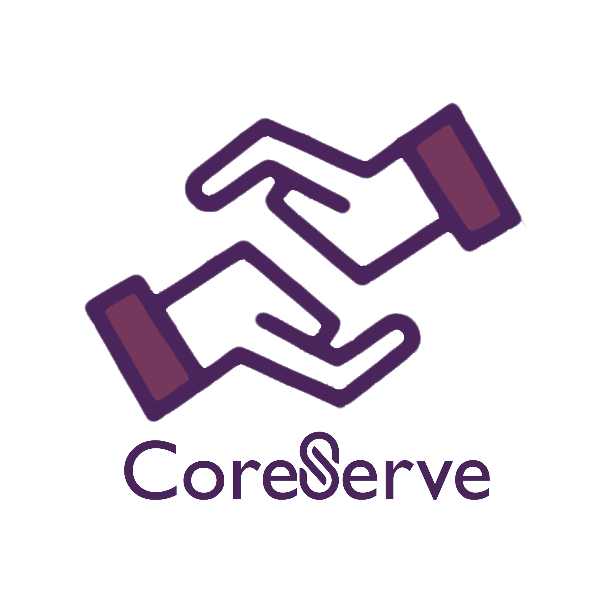 CoreServe Foundation logo: two clasping hands above the CoreServe wordmark